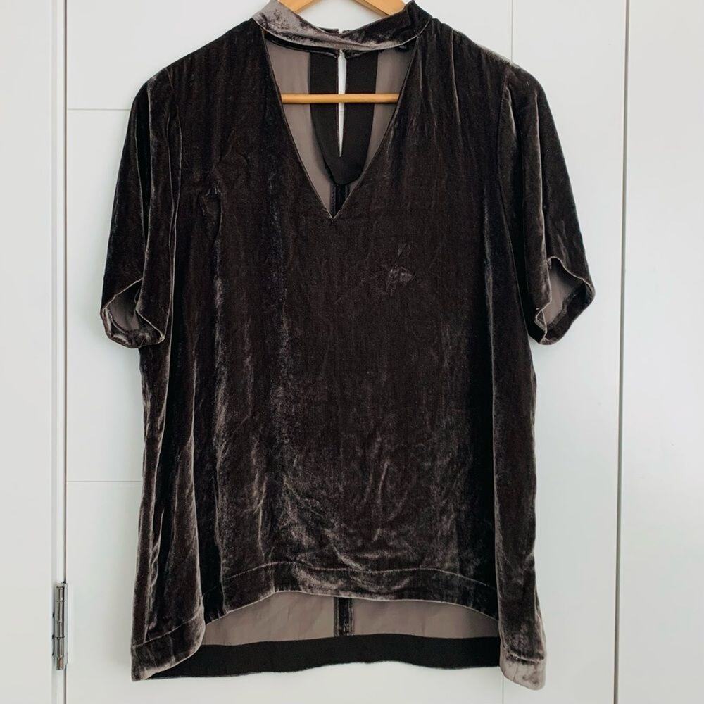 Madewell Choker Collar Velvet Tee M H1947 Like New